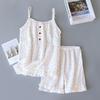 Camisola de Crepe de Algodão Puro para Mulheres, Alças de Algodão Puro, Gaze de Algodão, Vestido de Casa Confortável que Absorve o Suor, Vestido de Alça, Pijama, Vestido Longo Soltinho