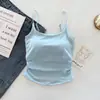 Estilo Lujuria Pura Diseño Dulce y Picante Camisola Plisada para Mujer con Almohadillas para el Busto, Ropa Interior y Exterior de Una Copa Hermoso Top de Espalda para Mujer