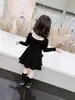 Vestido Fresco de Cuadrado Plisado para Niñas 2026 Otoño Nuevo Estilo Coreano Vestido de Punto Liso tipo Princesa para Bebés