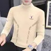 Ropa interior térmica con forro de terciopelo, engrosada y cálida, camiseta base unisex con cuello semi-alto, camiseta de manga larga de color liso, top de otoño