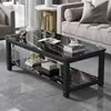Mesa de Centro Apartamento Pequeño Sala de Estar Hogar Nórdico Simple Mesa de Centro Falso Mármol Económica Creativa Acero Madera Mesa de Centro Pequeña