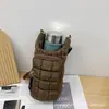Bolso Pequeño Cuadrado Nuevo para Exteriores Transfronterizo, Bolsa de Algodón Rellena para Botella de Agua, Bolso Cruzado Deportivo Versátil, Bolso para Teléfono con Ranura para Tarjeta de Hombro Único para Mujer