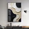 Arte de parede abstrata preta para sala de estar, uma pintura decorativa sofisticada para a parede de fundo do sofá, minimalista e luxuosa, adequada para o hall de entrada ou corredor.