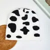 Gorro de Punto con Patrón de Cebra Blanco y Negro para Parejas, Moda Ins Coreana Otoño e Invierno, Gorro con Estampado de Vaca, Versátil y Elegante