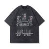 Camiseta Estampada Doberman Lavada Retro Marca Trendy High Street Tkpa Camiseta Holgada de Manga Corta con Cuello Redondo Algodón Americano