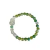 Pulseira de Ágata Amarelo-Verde Degradê de Primavera, Pingente Fofo de Animal de Estimação Branco Leitoso, Transparente e Branco, Pulseira Suave para o Dia a Dia