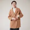 Novo Casaco de Lã Dupla Face Feminino para Outono e Inverno, com Gola Boneca, Mangas Longas e Bolsos Duplos para um Visual Jovem