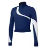 Top de Manga Longa com Zíper Parcial e Gola Alta em Cor Contrastante Jaqueta de Golfe Secagem Rápida Roupa para Fitness Corrida Treinamento Yoga Tênis