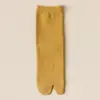 Calcetines de mujer con dedos separados, de media pantorrilla, estilo fino de verano, calcetines únicos de madera para dos dedos, calcetines para el pulgar, calcetines largos de algodón de color liso con dedos separados