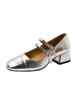 Zapatos Mary Jane de una sola capa con tacón grueso y punta cuadrada y hebilla de boca baja para mujer, estilo retro francés plateado, primavera y otoño 2023