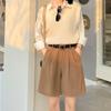 Shorts de Alfaiataria Off-White para Mulheres, Novo Estilo de Primavera, Cintura Alta, Corte Reto Solto, Perna Larga, Comprimento Médio, Casuais, Modelo A