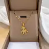 Acero de Titanio Chapado en Cobre 18K Oro Real Compacto Collar de Unicornio para Mujer Dorado Nuevo Diamante Cadena de Clavícula Animal Pegaso