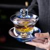 Huanhui lámina de oro Sancai tapa gran capacidad estilo japonés resistente al calor cristal de cristal oro mano espesada cuenco de té té