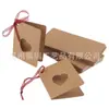 Etiqueta de papel Kraft de venta caliente, amor hueco plegable a la mitad, estrella de cinco puntas, amor de mariposa, tarjeta de felicitación de regalo, logotipo de embalaje