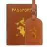 Couro PU Passaporte Capa de Passaporte Logotipo Personalizado Mapa Estampagem a Quente Etiqueta de Bagagem Amazon Conjunto Porta-Passaporte