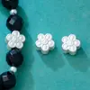 Plata Pura 999 Plata Lisa 3D Plata Dura Separadores de Flor de Durazno Cuentas con Forma de Flor Hilo para Ensartar Pulseras de Cristal DIY