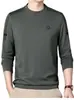 Sudadera personalizada de cuello redondo para hombre, otoño, casual de negocios, elástica, a rayas, amigable con la piel, transpirable, camiseta básica, camiseta de manga larga
