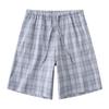 Shorts de Pijama de Algodón y Lino para Hombre de Verano, Algodón Lavado Holgados Talla Grande Cuadros Playa Hogar Shorts, Ropa Casual para el Hogar