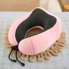 Almohada de Espuma Viscoelástica de Color Sólido en Forma de U, Almohada Redonda de Viaje para el Cuello, Almohada de Espuma Viscoelástica en Forma de U al por Mayor con Impresión de Logo