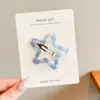 Pinzas para el pelo de tela con forma de estrella para niñas, diseño de cuadros azul fresco, pinzas para el pelo infantiles para arreglar el flequillo y accesorios para el cabello