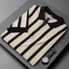 Camisa de Punto Informal con Cremallera Parcial de Manga Media a Rayas Retro Estilo Coreano para Hombre, Versátil, de Verano