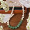 Collar de Perla de Agua Dulce Natural Jade Dongling Natural