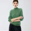 Maciez luxuosa - Suéter de cashmere com gola semi-alta, tricotado com sete agulhas e fio único torcido, para mulheres, suéter de malha de cashmere de cabra, camada base quente