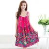 Camisón con Tirantes para Mujer Algodón Seda Verano Delgado Talla Grande Encaje Sexy Falda Midi Floral Algodón Seda Vestido de Pijama Estilo Perezoso