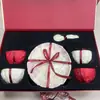 Regalo de Boda Rosa Roja Juego de Vajilla de Cerámica China Tazones y Platos Regalo para Casa Nueva Tazones y Platos Actividades Empresariales