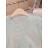 Camiseta Verde Mambo Menta para Mujer Tejida de Seda de Hielo Hombro Manga Corta Verano Ajustada Top Base Caliente para Chicas Espalda Hueca