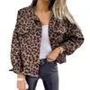 2024 Europa e Estados Unidos transfronteiriços nova primavera e outono Casaco jeans estampa de leopardo manga comprida curto casaco casual solto feminino em estoque