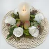 Guirlanda de Castiçal Rosa de Outono Transfronteiriça Decoração Romântica de Mesa Ornamentos de Velas para Jantar na Véspera de Natal Guirlanda