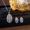 Set de Collar y Pendientes de Hoja Completa de Diamante Árabe de Oriente Medio, Cadena para Clavícula de Zirconia de Lujo Ligero, Accesorios para Boda de Novia