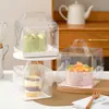 Cajas Portátiles para Pasteles de 4 Pulgadas 2/3/4/5/ 6 Pulgadas Pasteles Pequeños con Relleno de Mousse de Queso, Cajas Totalmente Transparentes para Pastelería para Llevar