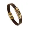 GT018 Pulsera de aleación de cuero de vaca de moda europea y americana Pulsera de cuero con Cruz hueca ventas directas de fábrica