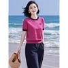 Verão 2026 Novo Cropped de Tricô Refrescante de Seda Gelada para Emagrecer, Soltinho, Confortável, Blusa Casual para Mulheres