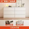 Penteadeira e Cômoda com Armário de Cabeceira Integrado para Quarto Principal em Estilo Creme, Minimalista Moderno de Luxo Leve, Mesa de Maquiagem em Cor de Madeira Maciça