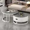 Mesa de Centro Redonda em Pedra Sinterizada Estilo Italiano de Alto Padrão para Sala de Estar de Apartamento Pequeno Conjunto de Mesas Moderno Minimalista de Luxo Leve Popular