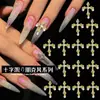 Arte de Uñas Aleación Perla Cruz Cruzada Transfronterizo Nuevo Perla Incrustada con Diamantes Serie Punk Diamante Joyería de Uña Cruzada Portátil