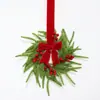 Guirlanda de anel de vela de rattan artificial e galho de pinho transfronteiriça, decoração de Natal com laço para pendurar em janelas, lareiras, armários e portas