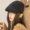 Gorra de gamuza estilo británico para primavera y otoño, hace que la cara se vea más pequeña, versátil para parejas, gorra de boina reversible