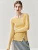 Elegante Cárdigan de Cachemira con Botonadura Inclinada para Mujer, Otoño/Invierno Suave Ajustado Canalé Botones Versátil Suéter Tejido para Capas