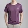 Camiseta Masculina de Verão com Sensação de Gelo, Manga Curta, Gola Redonda, Malha, Respirável, Esportiva, Fitness, Moda Casual, Cor Sólida, Manga Meia