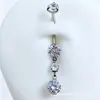 Aleación de Titanio ASTMF-136 Colgante Redondo de Circonita Piercing de Ombligo Titanio G23 Nuevo Rosca Interna Piercing de Circonia Súper Brillante Adorno de Ombligo