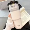 Taza de café de acero inoxidable, taza térmica, taza grande con popote, vaso de agua de aspecto elegante para niñas, vaso para hielo que mantiene el frío para hombres