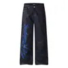 Jeans de Pierna Ancha con Bordado de Letras Inspirado en el Diseño para Hombre, Holgados Casuales Nicho Hip-Hop Modernos de Pierna Recta
