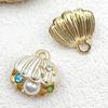 Caliente transfronterizo diy goteo de aceite abanico de océano concha perla llavero pulsera colgante de aleación accesorios de joyería colgante