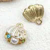 Venta Caliente Transfronteriza Llavero Pulsera DIY Esmalte Abanico de Mar Caracola Perla Colgante de Aleación Accesorios de Joyería Encanto