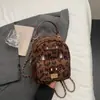 Mochila Retro com Estampa de Leopardo Transfronteiriça para Mulheres 2025 Novo Design de Nicho Gatinho Fofo Bolsa Escolar para Estudante Mochila Versátil