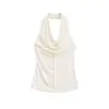 Design de menina ousada, blusa de alça com gola solta, estilo verão, nova, elegante, justa, com temperamento, top básico para mulheres
